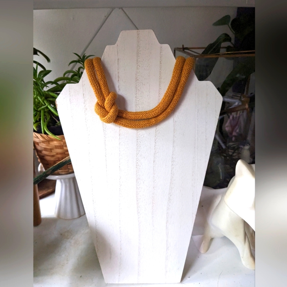 Woven boho handmade choker necklace - mustard